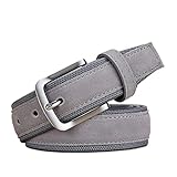男性スエードレザーベルトオックスフォード生地ストラップ本革の高級ピンバックルブルーベルト男性用 (Belt Length : 39inch/100cm, Color : 3.4 cm Grey)