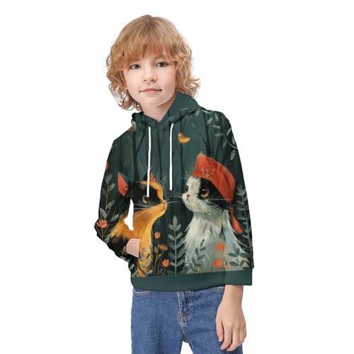 Pull à capuche chat incroyable sweat forestier pour enfant - 3