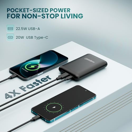 Image of SAL-PB219 10000mAh Power Bank, 22.5W PD Fast Charging, USB-A and Type-C Ports, Smart Chip Protection, LED Indicator, Thin and Lightweight, Portable Design, Includes Charging Cable (Black)