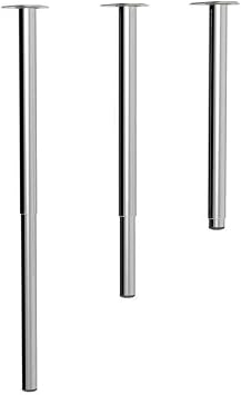 EYM Tempo Table Leg Telescopic Height Adjustable Chrome Metal 4 Pieces