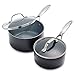 GreenPan, Valencia Pro - Set di casseruole in ceramica antiaderente, con coperchio, 16 cm, 1,57 l + 20 cm, 3,11 l, colore: Grigio