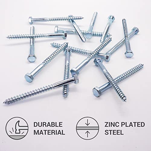 SKIR'CO (10 pcs) DIN 571 Zinc Plated Steel Hexagon Head Wood Screws M8 x 100 mm, Coach Screws, Hex Screw, Lag Bolts - Image 3