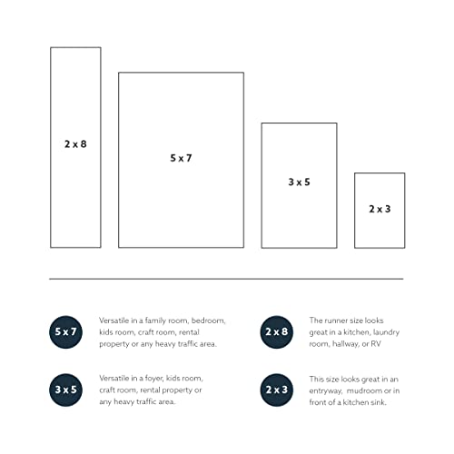 Tapete Lavable Linon 5' x 7' Color Carver Ivory & Burgundy miniatura 3