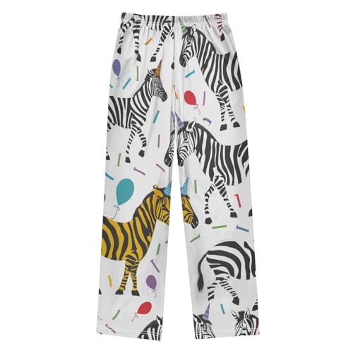 Birthday Zebra Boys Long Pants Soft Trousers Elastic Waist Kids Lounge Bottoms with Pockets S-XL2