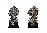 Lion Head Statue Decor Lion Sculpture for Home, Office, Bookshelf, Desk, Living Room, Barn - Decorative Art Figurine (2 Pieces)