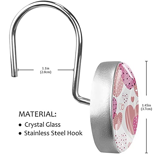 Crochets rideau de douche en acier inoxydable décor cœur rose - 4
