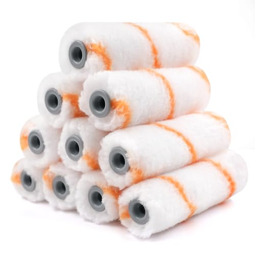 ROLLINGDOG 4 inch Small Paint Roller Covers - Polyester Roller Covers for Semi Smooth to Semi Rough Surfaces(Pack of 10)