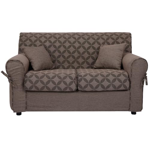 Abnehmbares Sofa 2-Sitzer aus gepolstertem Stoff mit Armlehnen Breite 150 cm (Damaskus Elephant)…