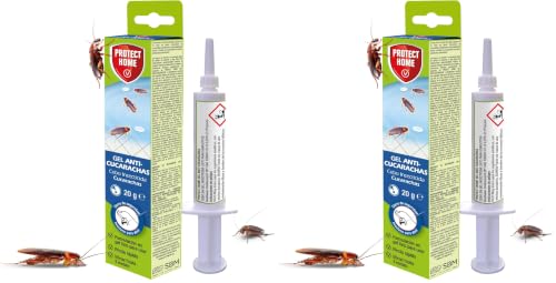 PROTECT HOME Gel anticucarachas de acción inmediata, eficacia Total, Sencillo y fácil de Usar. Gel Profesional con jeringuilla 20g, 86601117 (Paquete de 2)