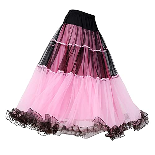 Jupe de danse latine rose fluide avec volants élégants pour bal de salon