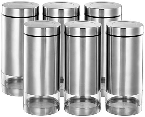 Amazon Brand – Solimo Stainless Steel See Through Containers, Set of 6 (1000 ml each) Amazon Brand – Solimo Stainless Steel See Through Containers, Set of 6 (1000 ml each)