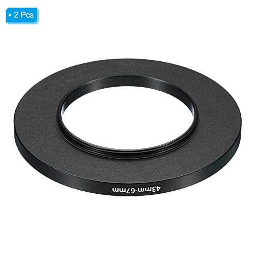 Image of PATIKIL 43mm-67mm Metal Step Up Ring, 2 Pack Camera Lens Filter Adapter Ring Aluminum Filter Adapter Ring for Camera Lenses Hood, Black