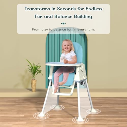Image of StarAndDaisy High Chair for Baby /Baby Feeding Chair for 0 to 5 Years with 4 in-1 Multifunctions /High Chair with Height Adjustable, Detachable Tray & One-Hand Adjustable -Blue