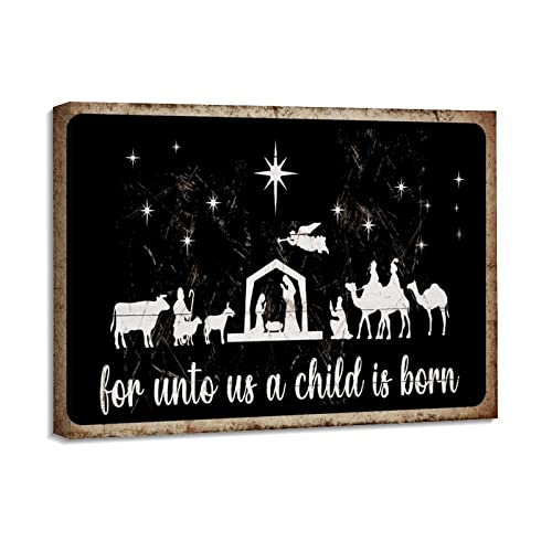 Crèche de Noël sur toile grand format pour salon moderne