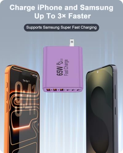 Image of 2-Pack 65W USB C Charger Block, 6-Port Fast Wall Charging Block [3 PD USB-C & 3 QC USB-A] for iPhone 17 16 15 Pro Max, iPad Pro, Galaxy S26 S25, Pixel 10 9, iWatch,Google & More