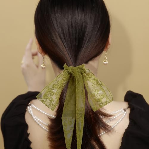 Women Long Narrow Floral Lace Ribbon Neck Scarf Choker Head Hair Band Belt3