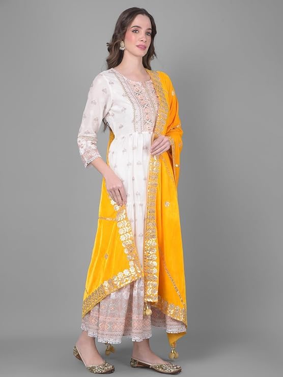 Women's Striped Gota Patti Work Velvet Fancy Dupatta Chunni,Dupatta, Stole3