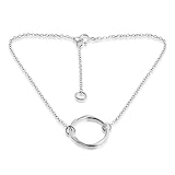 AZAGGI 925 Sterling Silver Open Circle Karma Ring Anklet Foot Chain Bracelet
