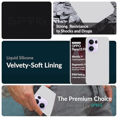 Image of SPRIG Compatible with Oppo Reno 13 Pro Premium SilkTone Back Cover Drop Tested Shock Proof Mobile Case for Men, Women, Boys and Girls with Camera Protection (White)