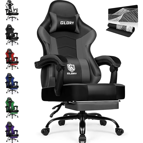 minnouat Gaming Stuhl, Bürostuhl Ergonomisch mit Teleskopische Fußstütze, Gaming Chair mit Kopfstütze und Lendenwirbelstütze,Gaming Sessel gepolstert 150 kg, höhenverstellbarer Gamer Stuhl,Grau minnouat Gaming Stuhl, Bürostuhl Ergonomisch mit Teleskopische Fußstütze, Gaming Chair mit Kopfstütze und Lendenwirbelstütze,Gaming Sessel gepolstert 150 kg, höhenverstellbarer Gamer Stuhl,Grau