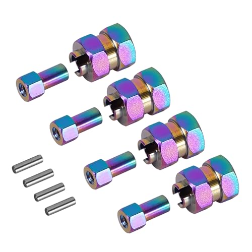 INJORA Rainbow Stainless Steel Wheel Hex Hub +5mm Extenders for Axial SCX24 Upgrade 1/24 RC Crawler, 4PCS