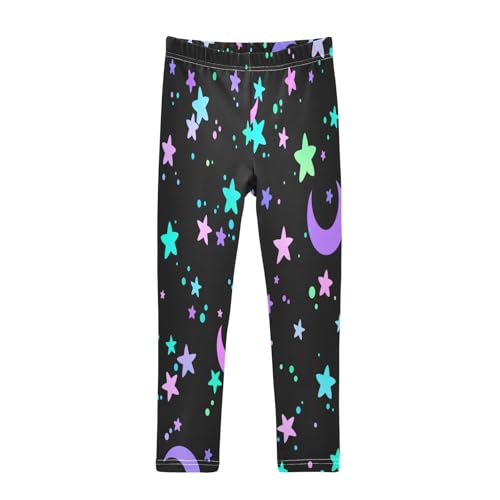 Toddler Girls Leggings Printed Yoga Pants Leggings Colorfu Moon and Star for Kids