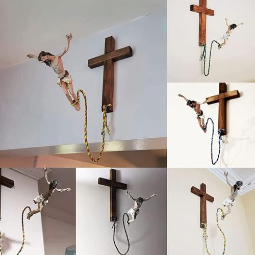 Jesús Cross de Madera Escultura Hecha a Mano un Regalo Religioso Original y Único 6