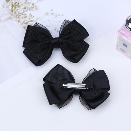 Pinzas de pelo con lazo de organza 4.5 pulgadas, set 2 negro miniatura 6