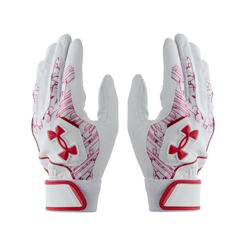 [アンダーアーマー] UA CLEAN UP BATTING GLOVES 6001310(101) ホワイト レッド M（Amazon）