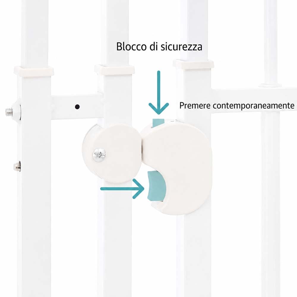unipaws Cancello per gatti extra alto, regolabile in altezza 119-220 cm, adatto per aperture larghe 70-95 cm, cancello per animali domestici in metallo senza foratura, con porta a due vie, per porte