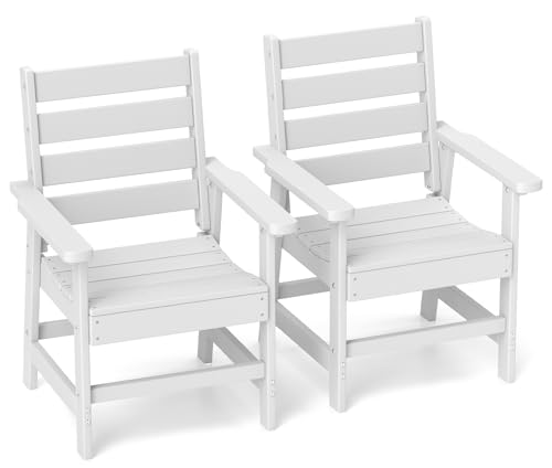 Image of GREENVINES Outdoor Dining Chairs Set of 2 | HDPE | Patio Chair | All-Weather | White