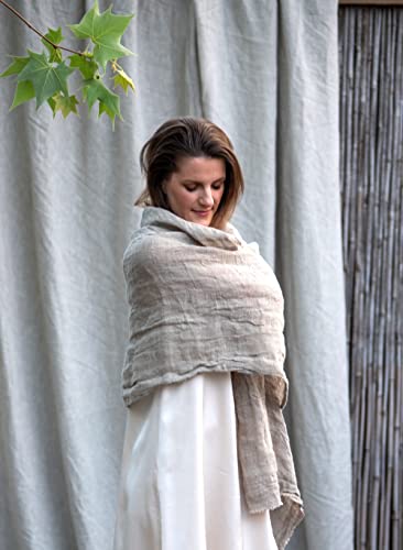 100% Linen Scarf Wrap - Unisex - Natural Flax or Ivory Color3