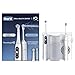 Oral-B Oral Health Center Munddusche mit Oxyjet-Technologie für Zahnreinigung, 2 Ersatzdüsen & iO Series 6 Elektrische Zahnbürste/Electric Toothbrush, 2 Aufsteckbürsten, 5 Modi für Zahnpflege, weiß