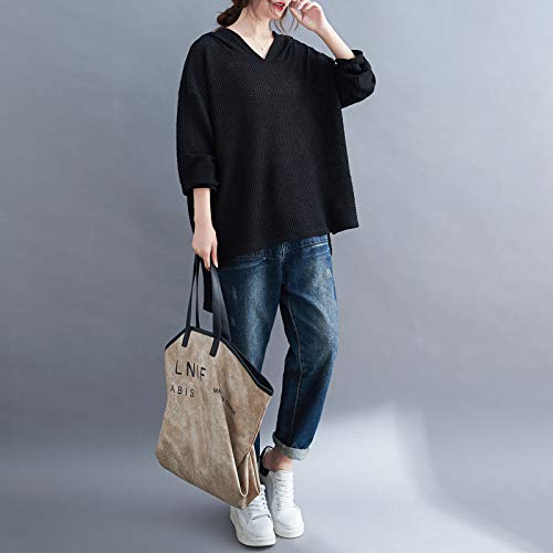 Eastdall Camisa Com Capuz,Moletom feminino com capuz manga comprida divisão lateral mais longa nas c