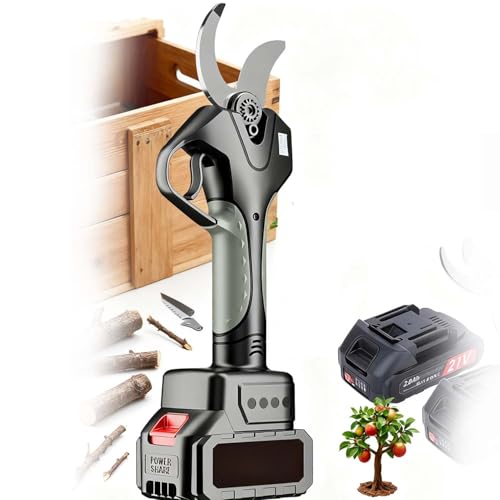CUTANGELAR Tijeras de Podar Eléctricas Inalámbricas, Corta ramas Diámetro 3 Pulgadas, Motor sin Escobillas 980W, con Cargador Dual, Mango Telescópico, para Jardinería(With out pole)