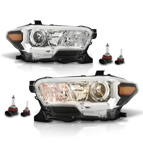 Image of GRAND ORANGE Left and Right Side Headlight Assembly W /O LED Daytime Running Front Headlamp Compatible with Toyota Tacoma SR5 Crew Cab /Extend Cab pickup 2019-2023 2PCS Clear
