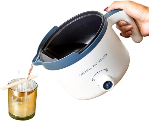 LINGQIAN Olla Para Derretir Cera con Boquilla, Olla Eléctrica de 1,5 litros Para Derretir Velas con Mango Resistente al Calor, Fundidor de Cera Para Adultos.