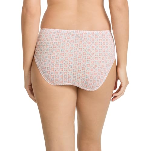 Image of Jockey Women's Underwear Plus Size Elance Bikini - 3 Pack, Paradise Peach /Peach Garden Geo /Echo Blue, 8