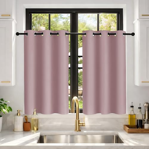 Image of Deconovo Thermal Insulted Blackout Bedroom Curtains Room Darkening Curtain Panels for Living Room 42x45 Inch Lavender