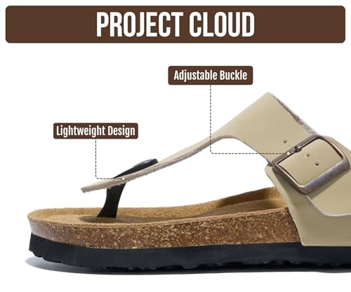 Image of Project Cloud Womens Sandals 100% Genuine Leather Thong Sandals for Women - Memory Foam Insole Women Sandals - Non-Slip Flip Flops for Women - Lightweight Sandals Women Footwear 2026