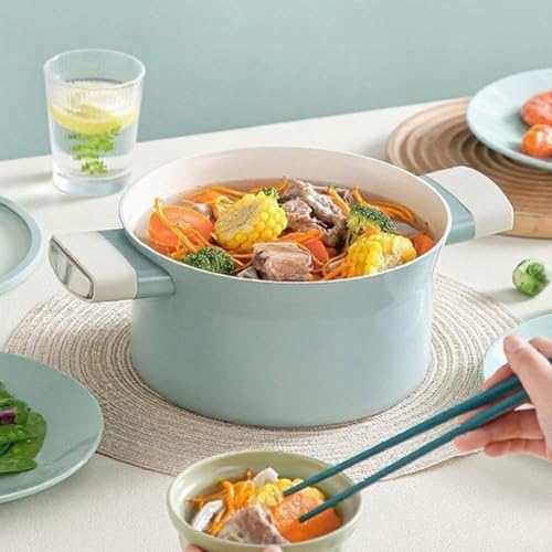Olla de aleación verde para tipos de cocina con tapa de cristal resistente 7