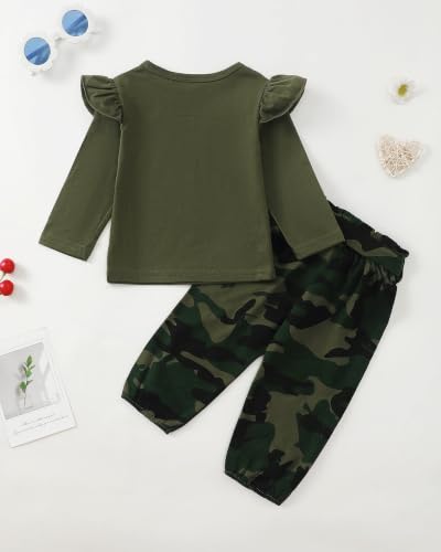 Image of Newborn Baby Girl Clothes Letter Print Long Sleeve Bodysuit Ruffle Floral Pants with Headband 3Pcs Infant Girl Outfits Set