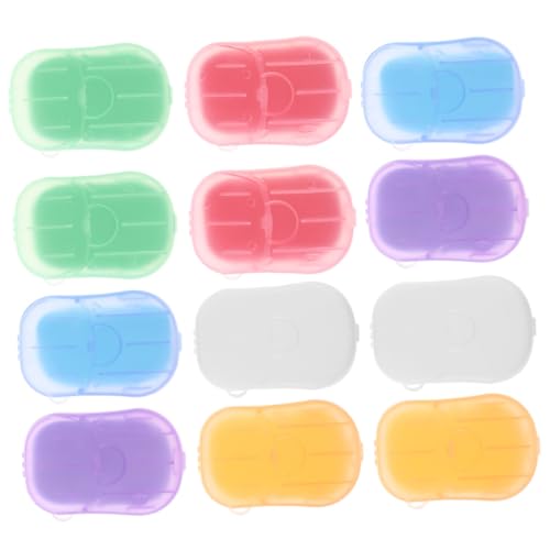 UPKOCH 12 Cajas Cajas de Hojas de Jabón Portátiles con Aromas para Viaje Hojas de Jabón Rebanadas para Lavado de Manos Camping Senderismo y Actividades