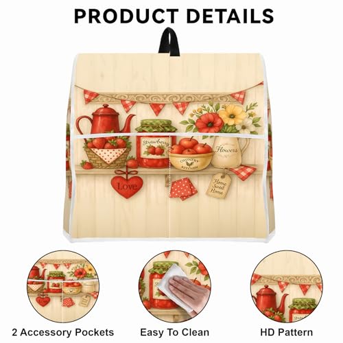 Image of Kitchen Dust Cover Compatible with 4.5 5 6 8 quart Stand Mixer, Kitchen Appliance Protective Covers with Top Handle and Pocket (Classic shelf, For All 6-8 qt Mixer)