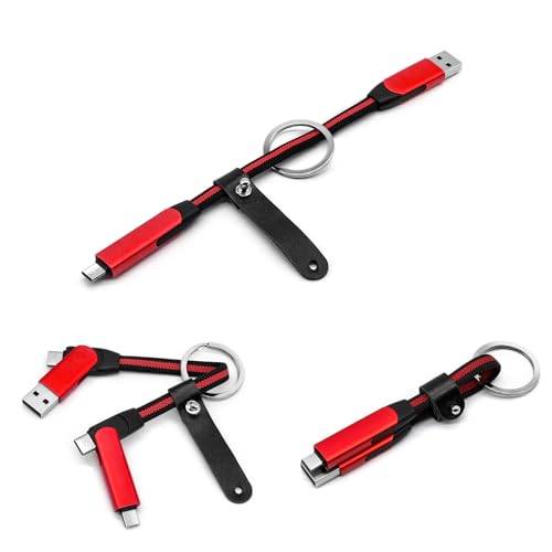 PONICOR USB-C Multi-Charging Cable 60W/3A Keychain (Red)