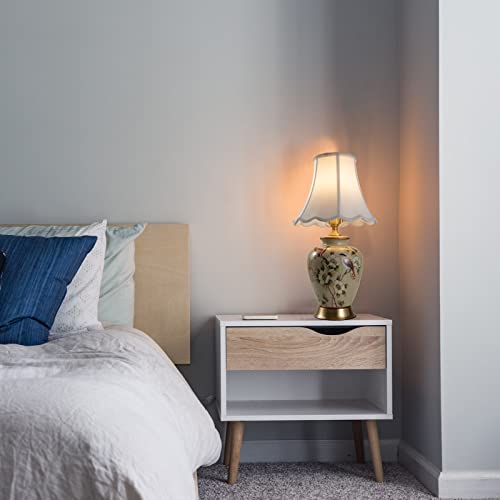 Saangseon White Bell Scalloped Lampshade, 6" Top x 11.5" Bottom x 9" Vertical Height, Solid Lamp Shade Replacement with Brass Harp Set for Table Lamp, Double Layer Polyester Fabric Lamp Cover, Pack 1 by saangseon - Image 7