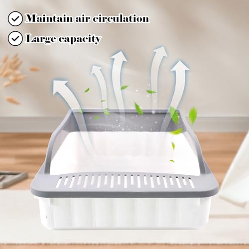 Arenero abierto para gatos con bordes altos anti-salpicaduras gris miniatura 5