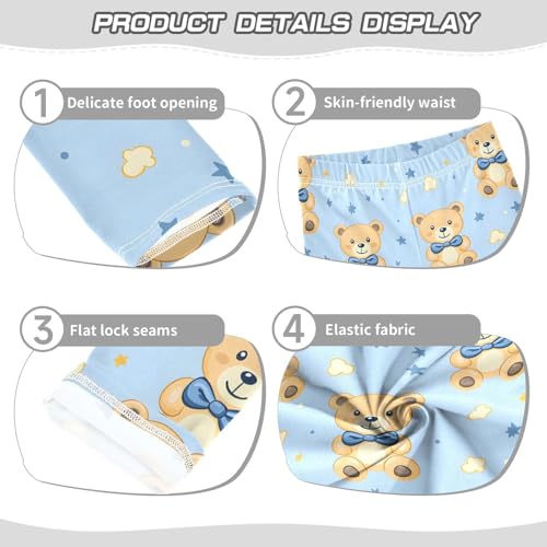 Kawaii Bear Stars Pattern Girls Leggings Soft Stretch Workout Yoga Dance Pants for Kids Casual Tights3