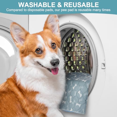 Aomig Waschbare Welpen-Trainingspads 2Pcs Haustier-Urinunterlage Welpenunterlagen Wiederverwendbare Hundetrainingspads Hunde Katzen Meerschweinchen Welpen Altere Inkontinente Hunde (Grau Bone,40*60cm)