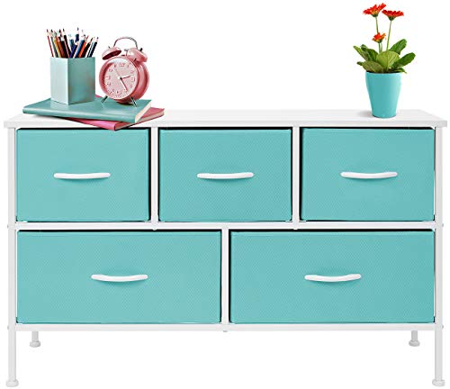 Sorbus-Dresser-with-5-Drawers-Furniture-Storage-Chest-for-Kids-Teens-Bedroom-Nursery-Playroom-Clothes-Toys-Steel-Frame-Wood-Top-Fabric-Bins-Pastel-Aqua 41CqLVeHQOL
